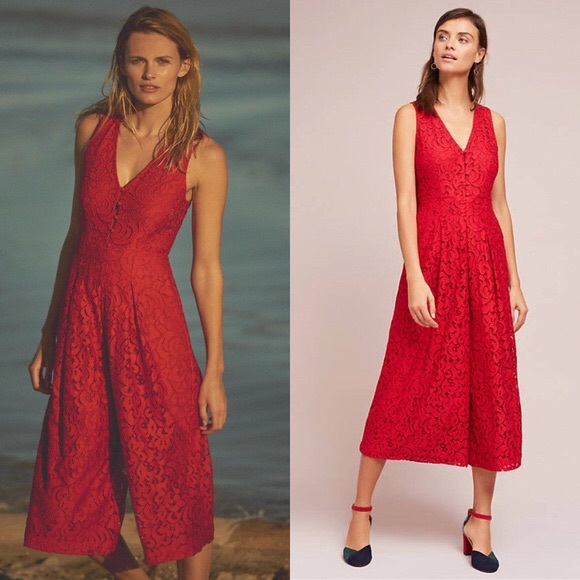 Anthropologie Pants - Anthropologie Jaeda Wide Leg Lace Jumpsuit Sz 10P